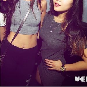 Brandy Melville Dark Grey Henley Knit Mini Dress